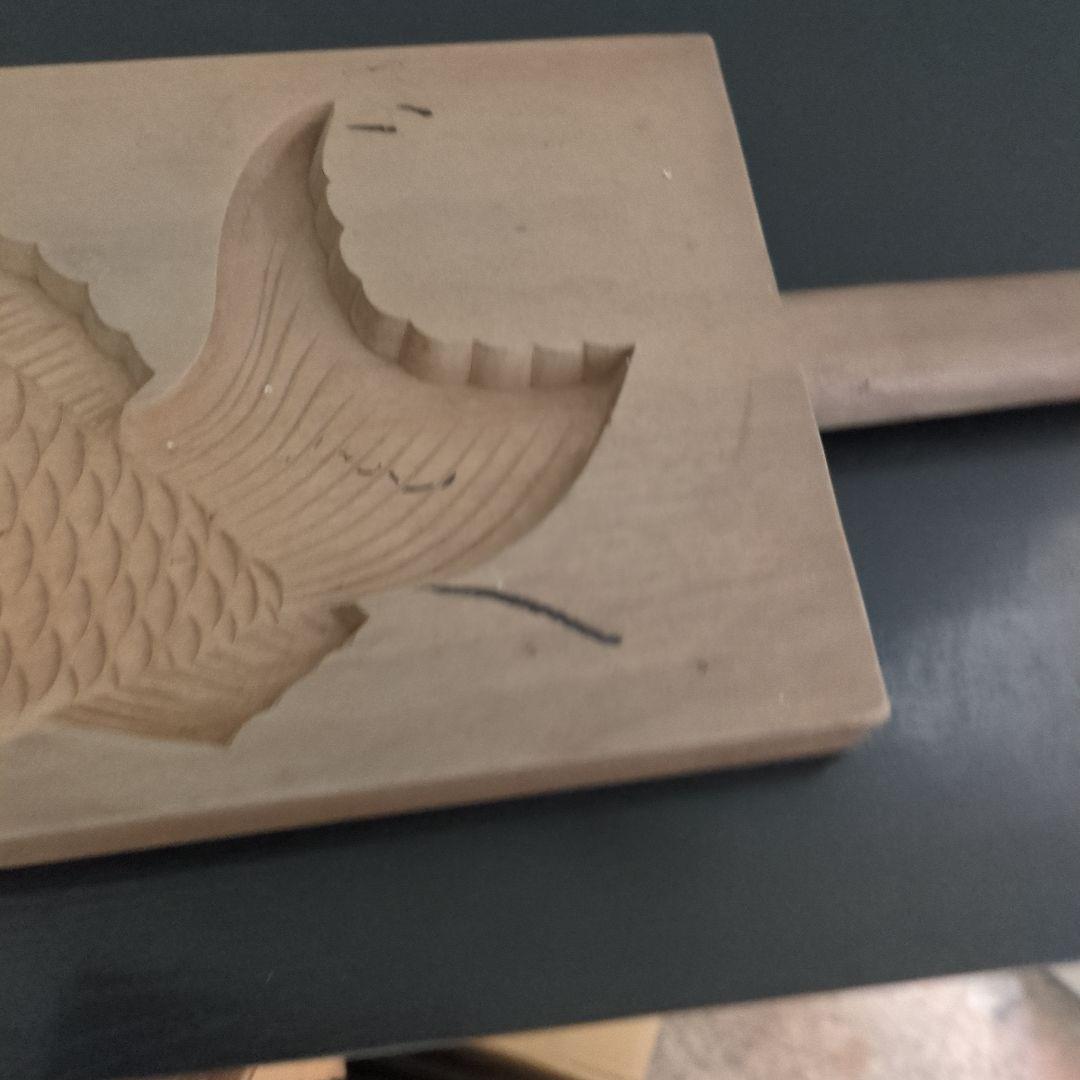 骨董　木型　菓子型　鯛　大型　木製　和菓子型　特大　ディスプレイ