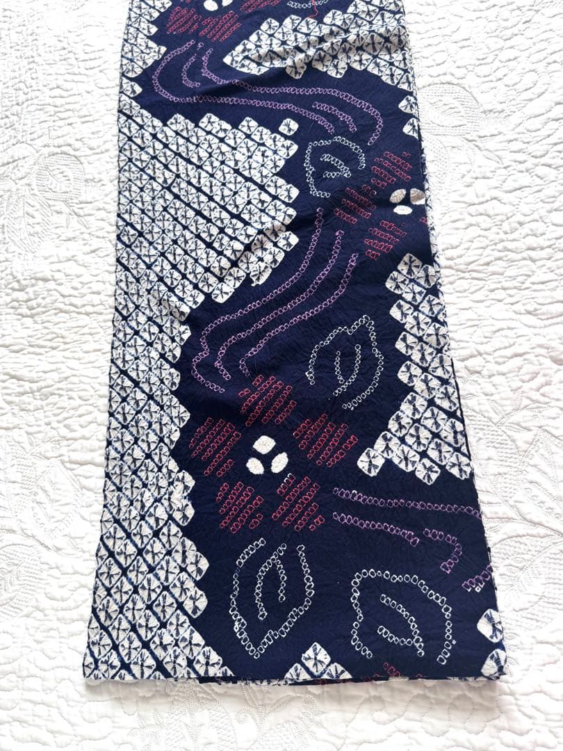 粋な大人の浴衣 高身長の方にも ◆ 有松絞り 流水花文 紫が効いたお洒落な色調