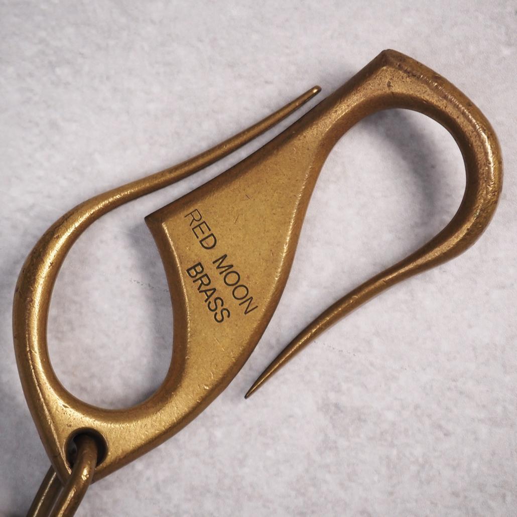 REDMOON S字フック キーホルダー 真鍮 ハンドメイド 限定品 ロゴ刻印
