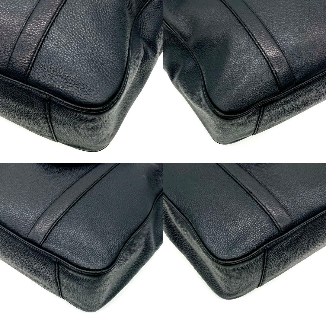 【BALLY】ビジネスバッグ　レザー　ネイビー　シルバー金具　A4 ロゴ刻印