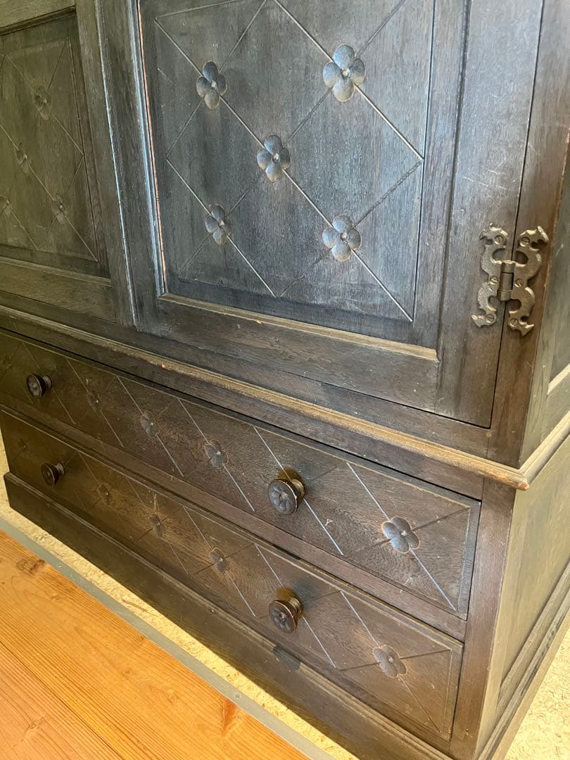 アンティーク ワードローブ クローゼット 木彫インテリア 大正ロマン ビンテージ