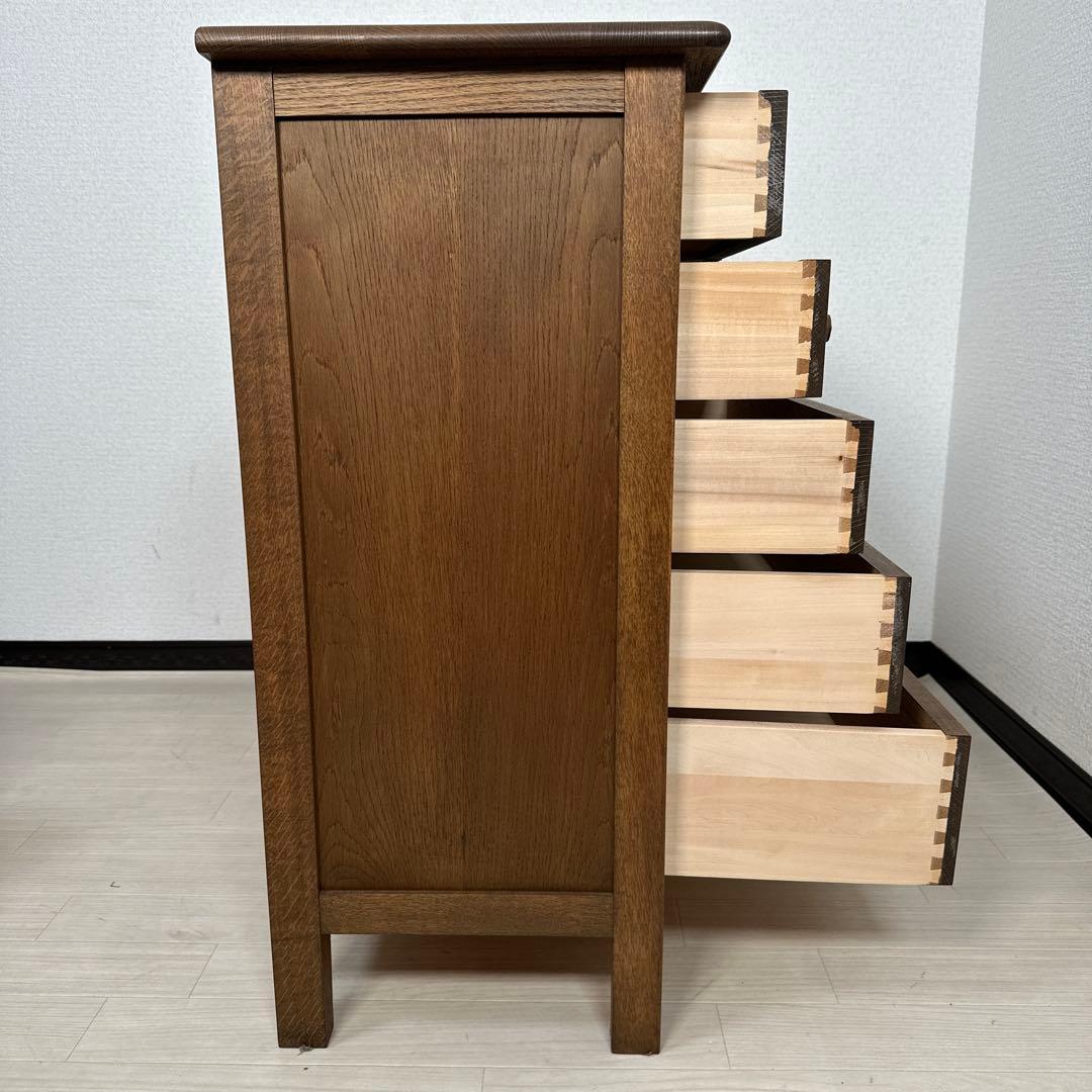 極美品 葉山ガーデン 花柄 ミドルチェスト オーク材 レリーフ 手作家具 i4※