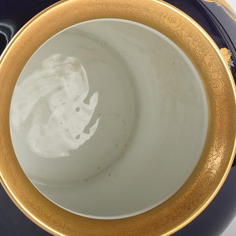 大倉陶園　OKURA　ART　CHINA　瑠璃色絵金彩　花鳥文瓶　JR8801B
