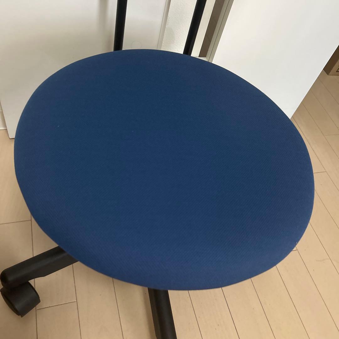 送料込　無印　ワーキングチェア　ガススプリング昇降式・ブルー