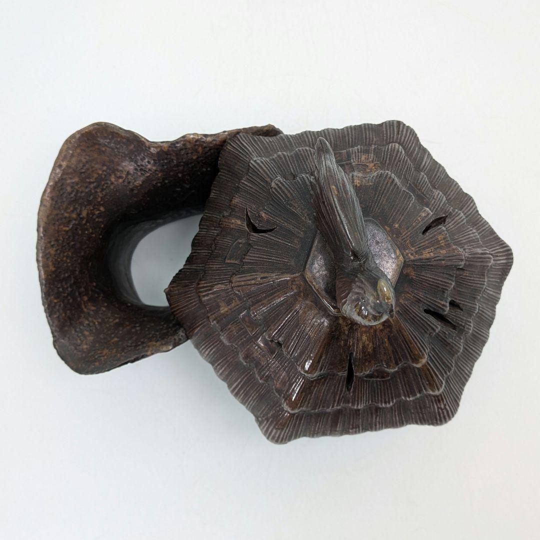 明治大正期 備前焼 葛屋香炉 合箱 香爐 酉摘み 在銘 香道具 抹茶道具 茶器