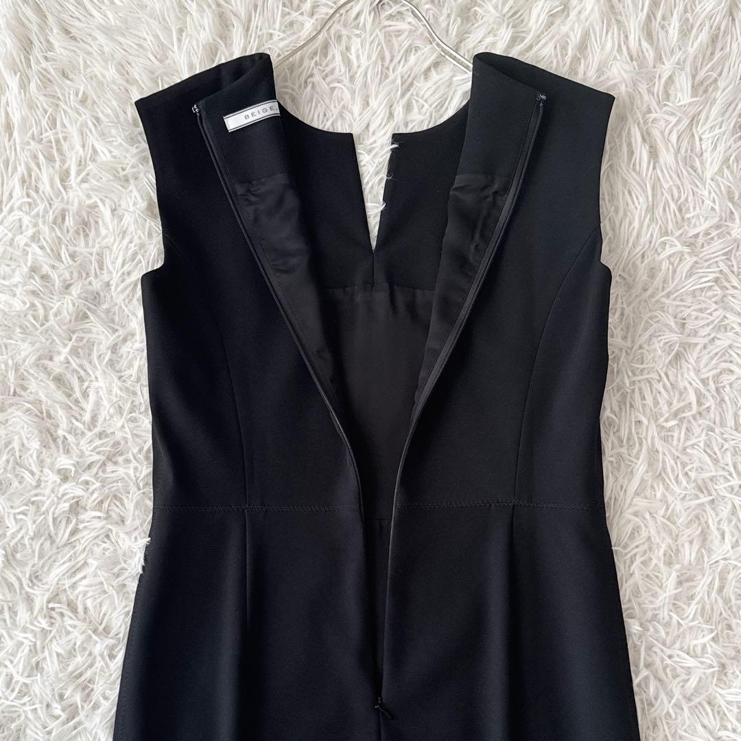 未使用級 BEIGE,ベイジ✨LUIZA ワンピース キーネック 黒 サイズ0