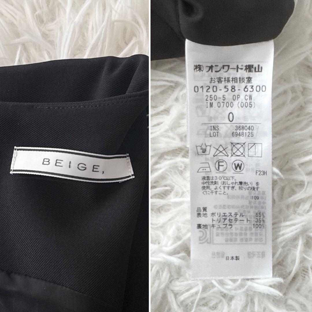 未使用級 BEIGE,ベイジ✨LUIZA ワンピース キーネック 黒 サイズ0