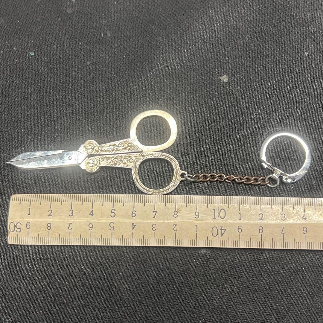 〇Bb右1183 ハサミ キーホルダー ステンレス製 シルバー　藤本ナイフ