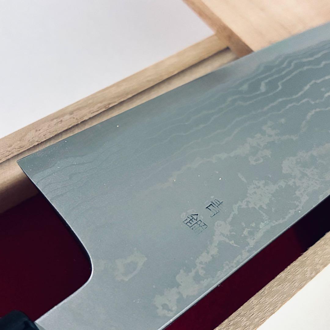 堺源吉 吉国　日本製 三徳 包丁 鍛造　18cm 青鋼 墨流　堺の包丁　堺一文字