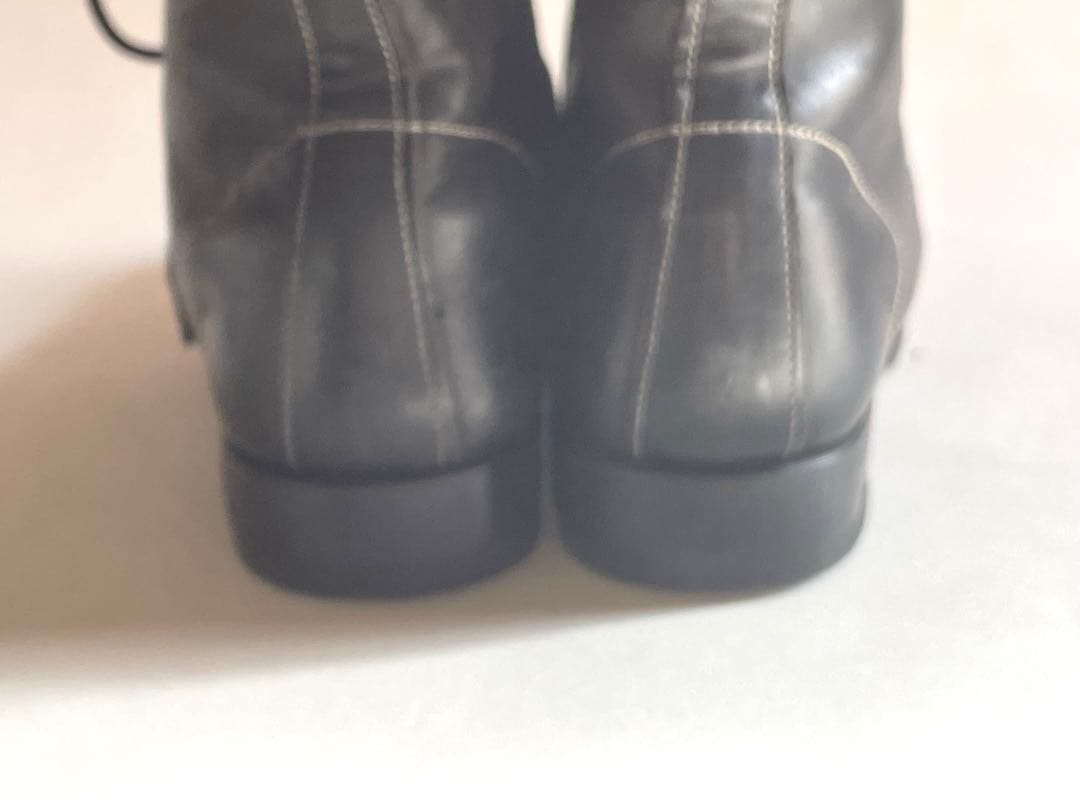 ブラックレースアップレザーブーツ　sunsea 6hole