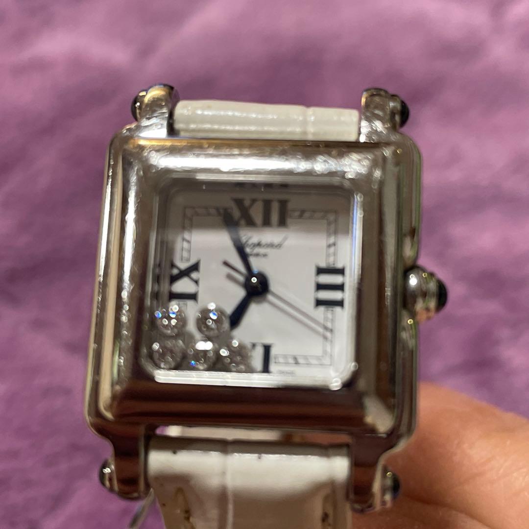 Chopard ホワイトレザー スクエア時計