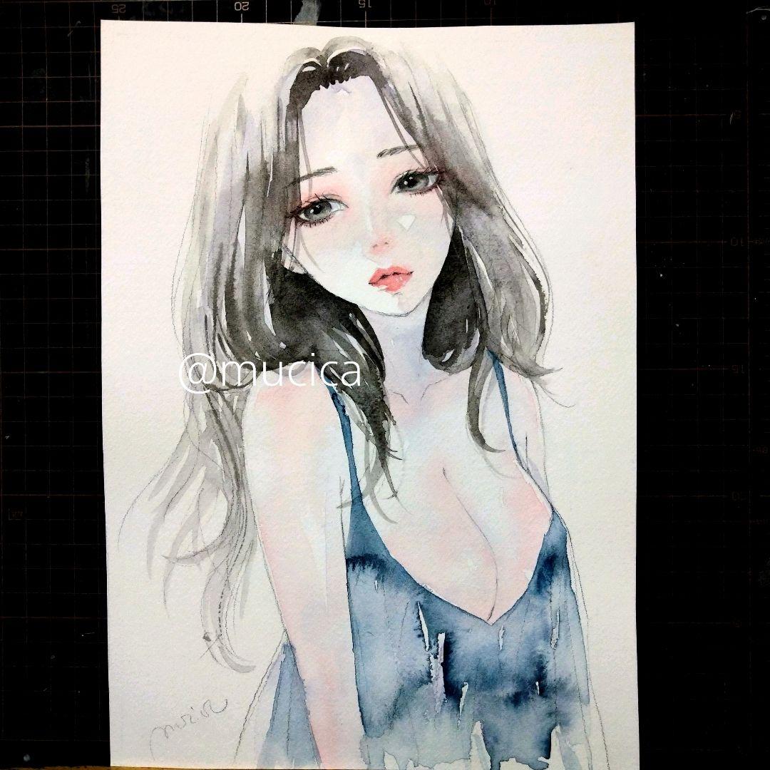 251030A　 肉筆原画　手描きイラスト　絵画　オリジナル　アナログ　水彩画