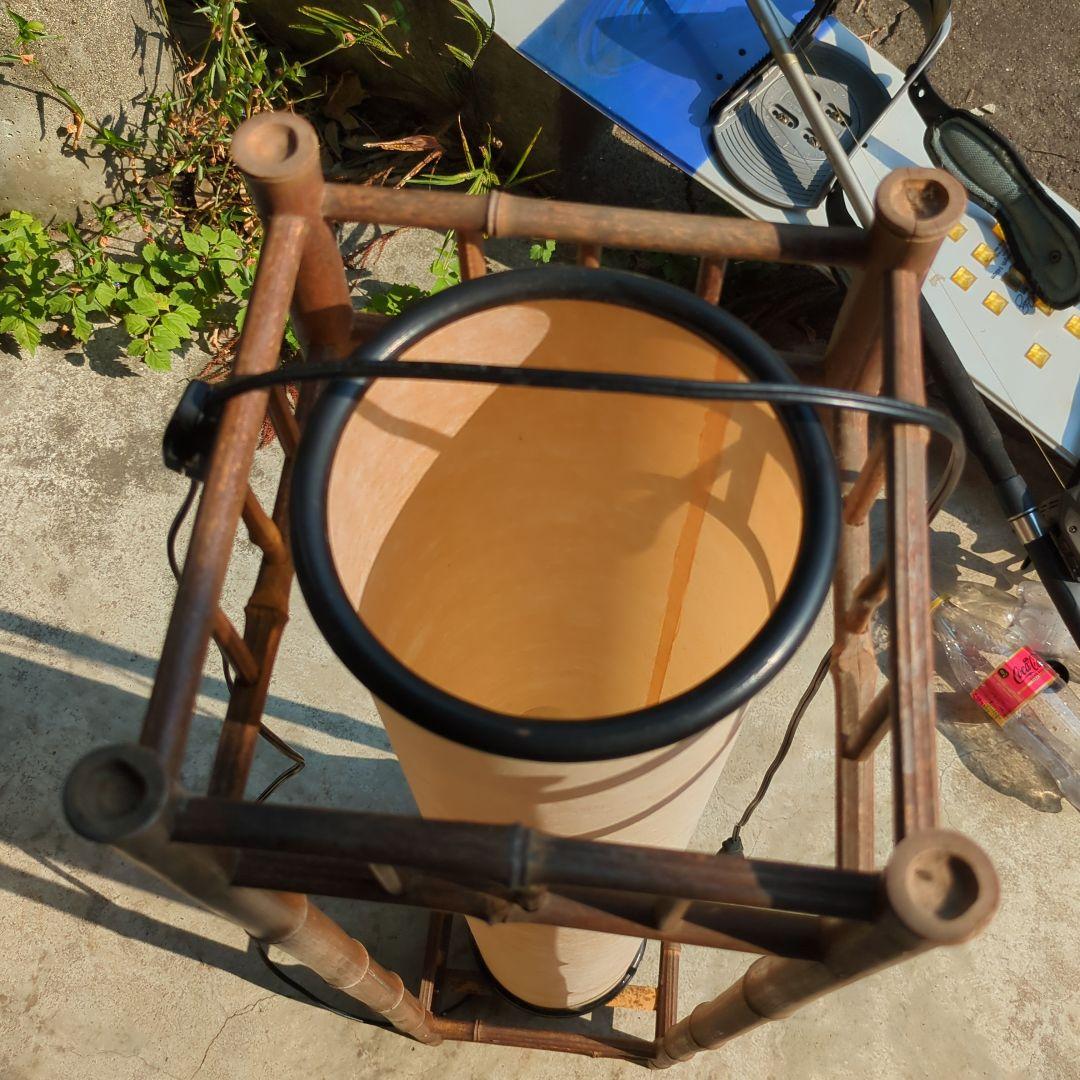 レトロ　照明　竹製円筒形ランプシェード