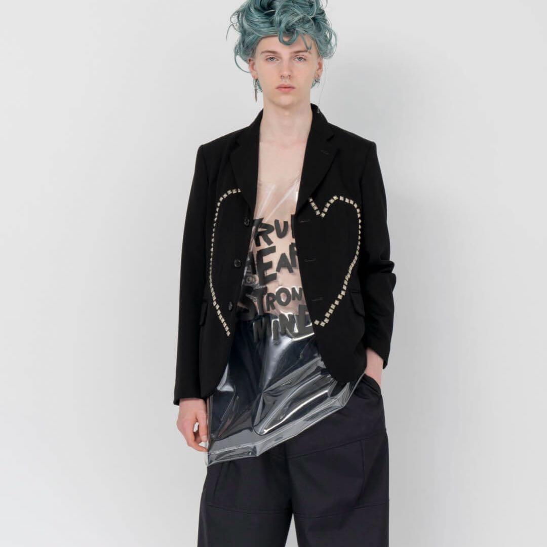 未使用タグ付き ブラックコムデギャルソン オーバーサイズ スローガンベスト S