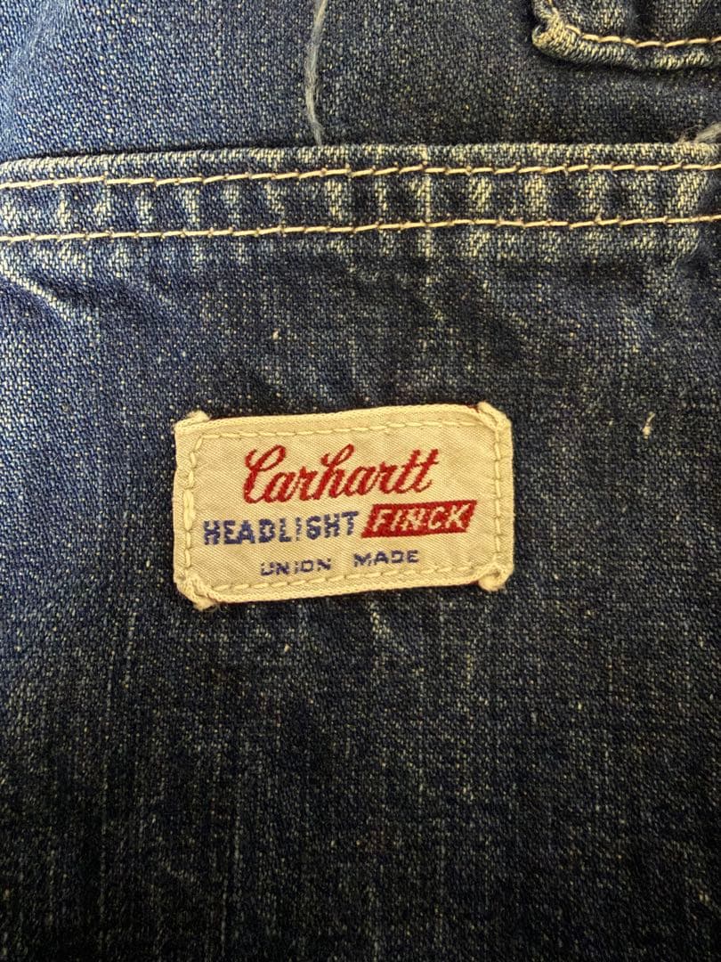 60s カーハート デニム オーバーオール エプロン付 ビンテージ ダブルニー