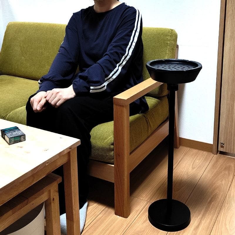 スタンド灰皿 フタ付 おしゃれ マーキュリー マットブラック インテリア 新品