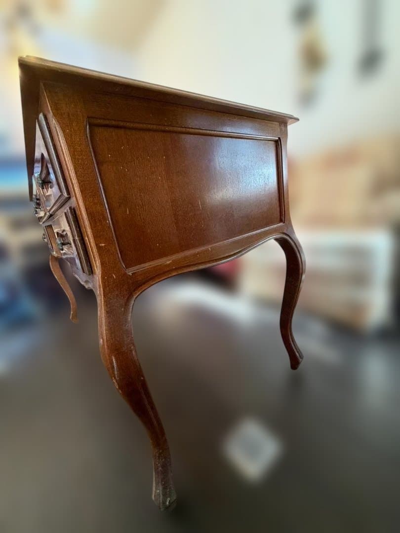 アンティーク調 木製デスク 両袖机 猫脚 引き出し6杯 クラシック 書斎机 作業