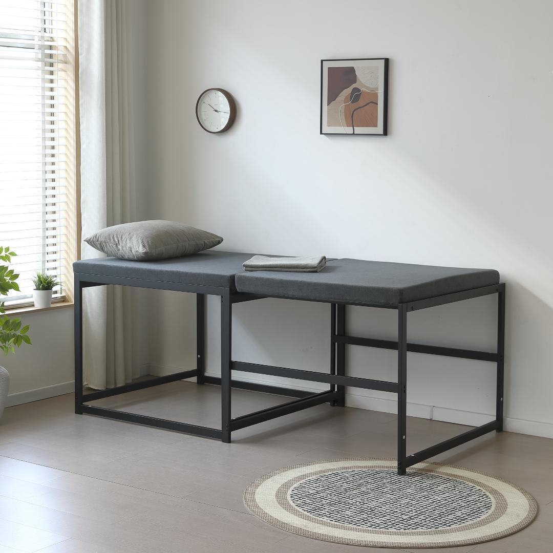 新登場！ハイタイプ伸長式ベッド　シングル　下収納に便利　２WAY　BLACK