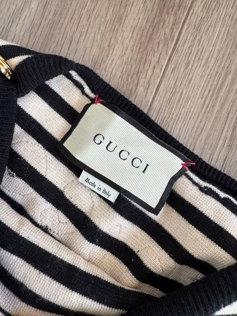 GUCCIニットボーダーワンピース　ベージュXS