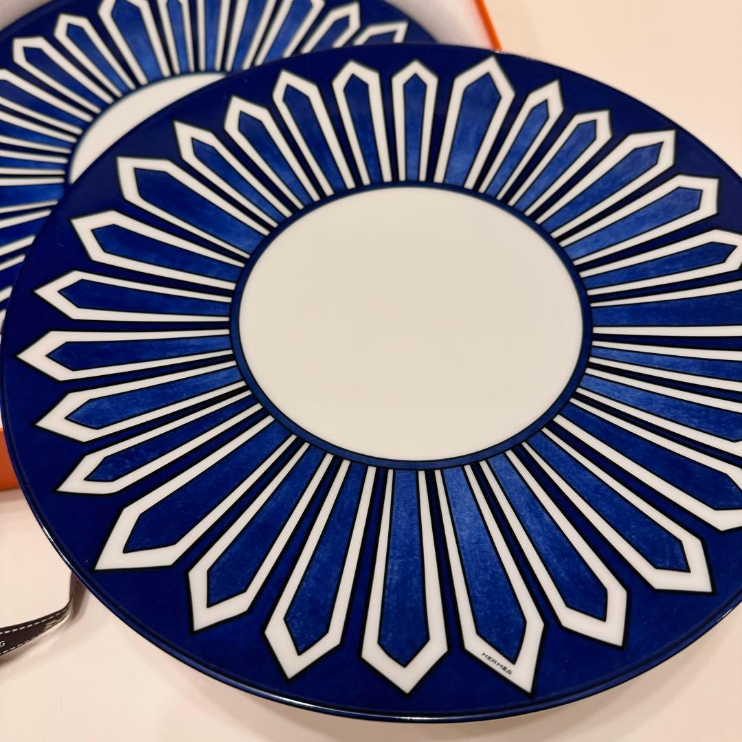 【新品未使用】HERMES ブルーダイユール　ディナープレート　2枚セット