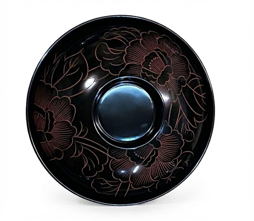 【最高級】輪島塗 牡丹彫 吸物椀 5客セット 共箱・布付き 天然木 漆器