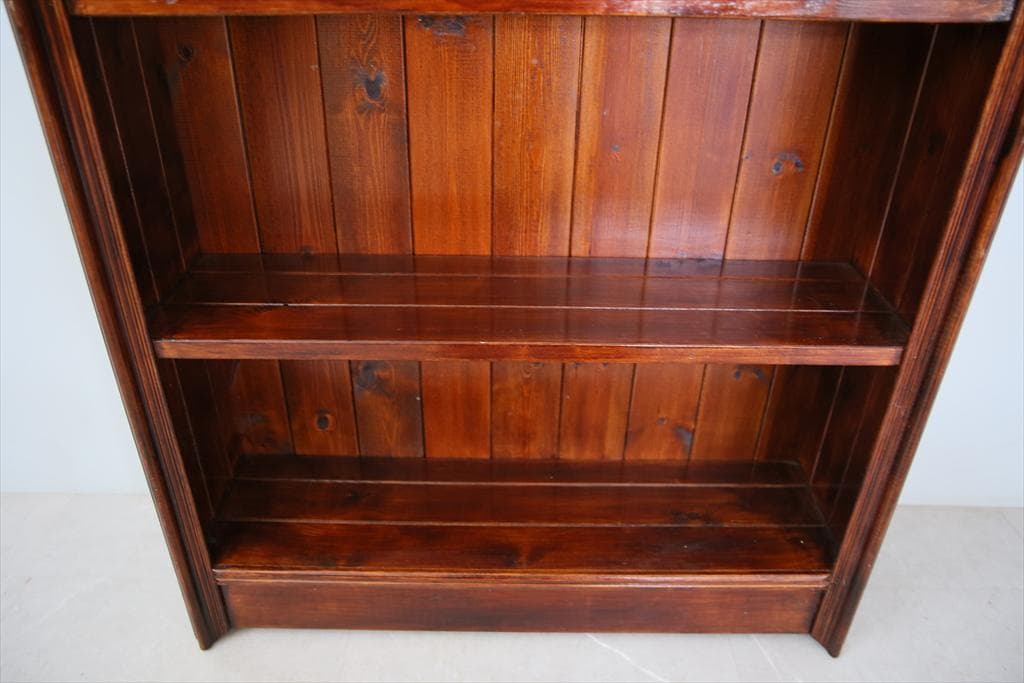 英国アンティーク木製ブックシェルフ/本棚/食器棚/飾り棚/ラック(70-318)