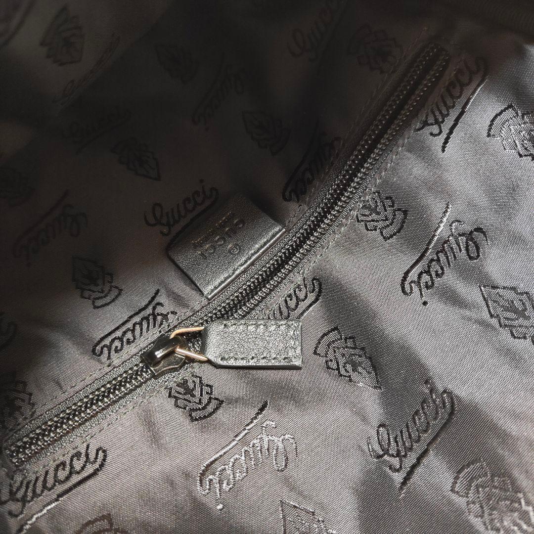 極美品 グッチ ショルダーバッグ GG柄 シマレザー 黒 クロスボディバッグ