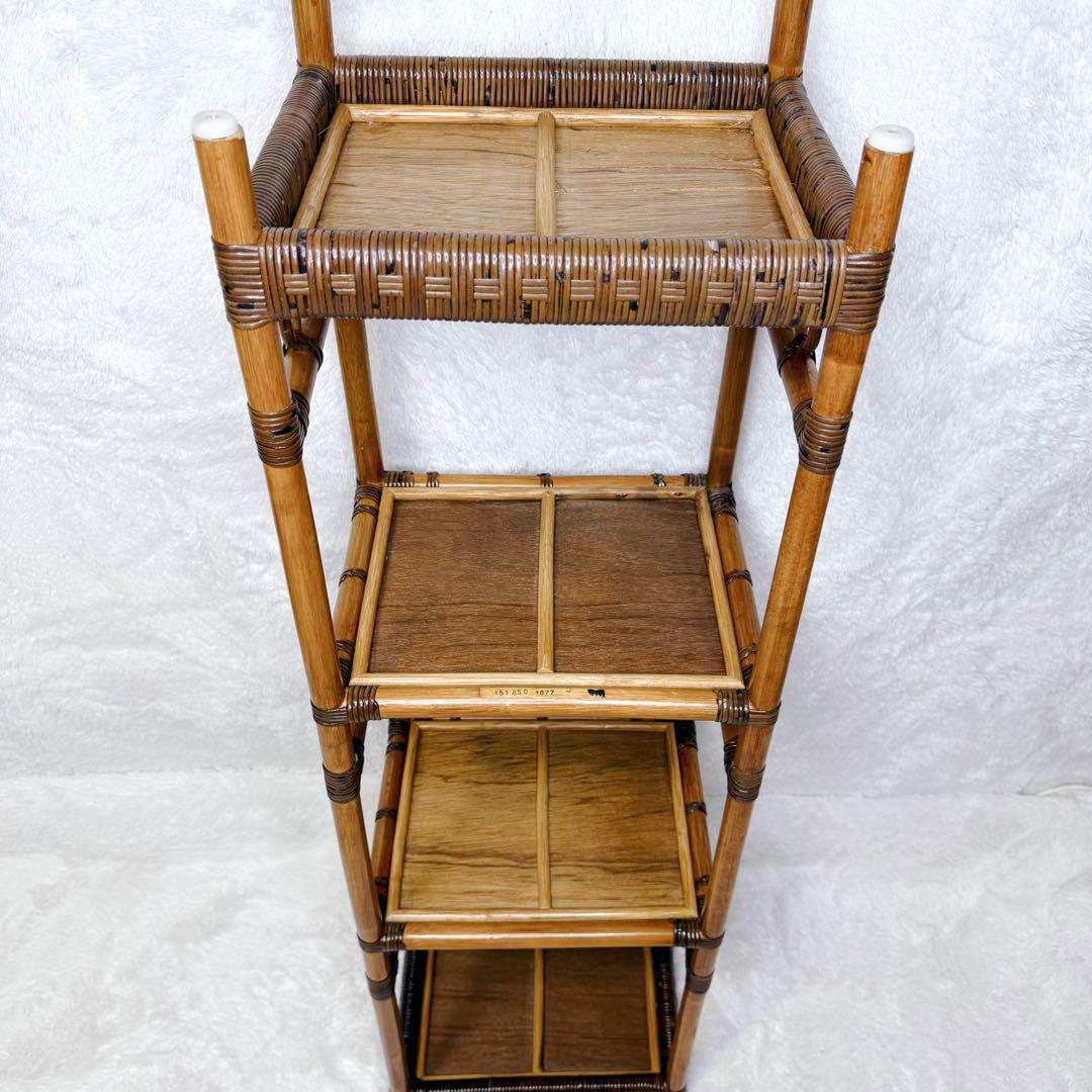 ヴィンテージ　Kazama　籐 ラタン シェルフ シェルフL　4段　自然素材