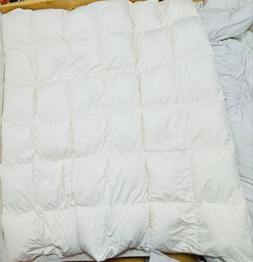 タンスのゲン 羽毛布団 ダブルロング190×210cm ダウン90% ベージュ