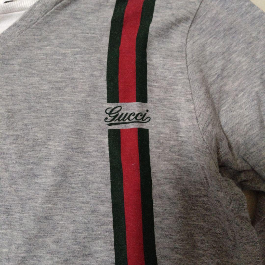 h111e 美品 Gucci グレー Vネック長袖 Tシャツ 2枚セット