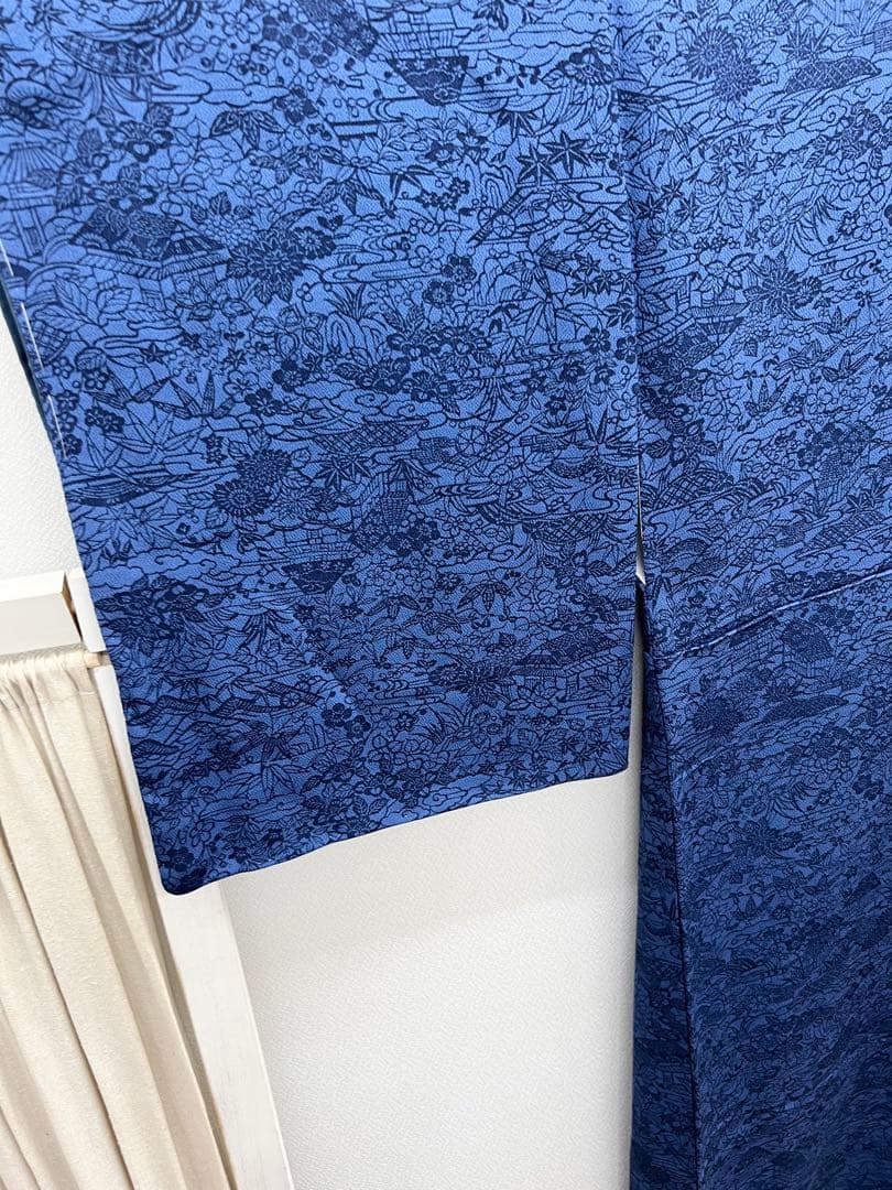 さくら様　　　　未使用しつけ付き　正絹　袷小紋　藍型絵染め