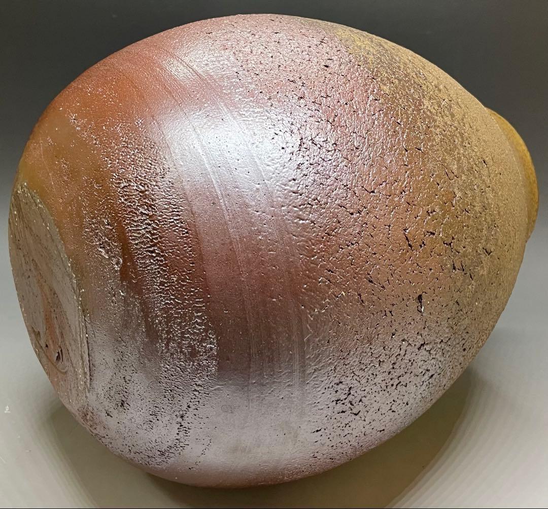 吉本正　備前花器　大作 　32cm 　共箱(四方桟盛蓋) 　共布　栞　LY2