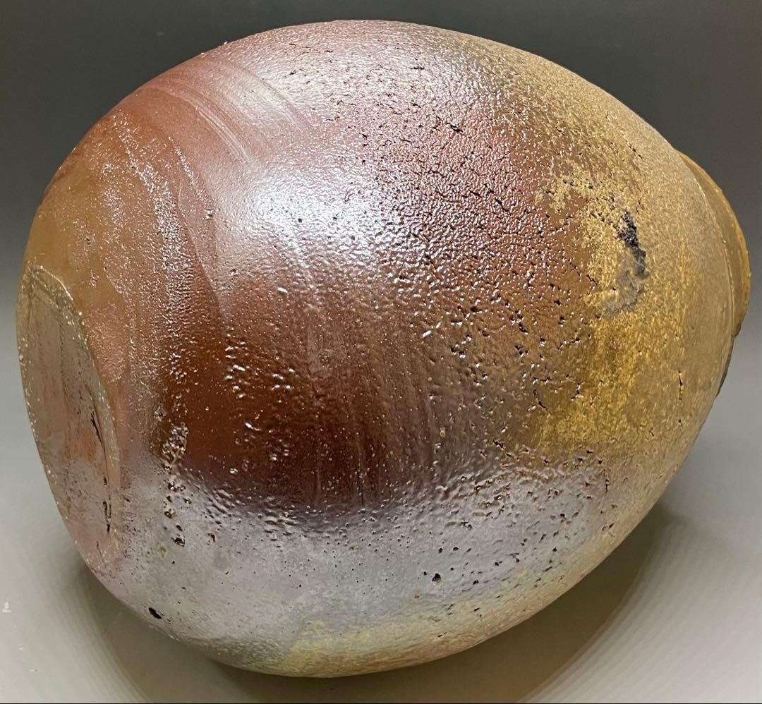 吉本正　備前花器　大作 　32cm 　共箱(四方桟盛蓋) 　共布　栞　LY2