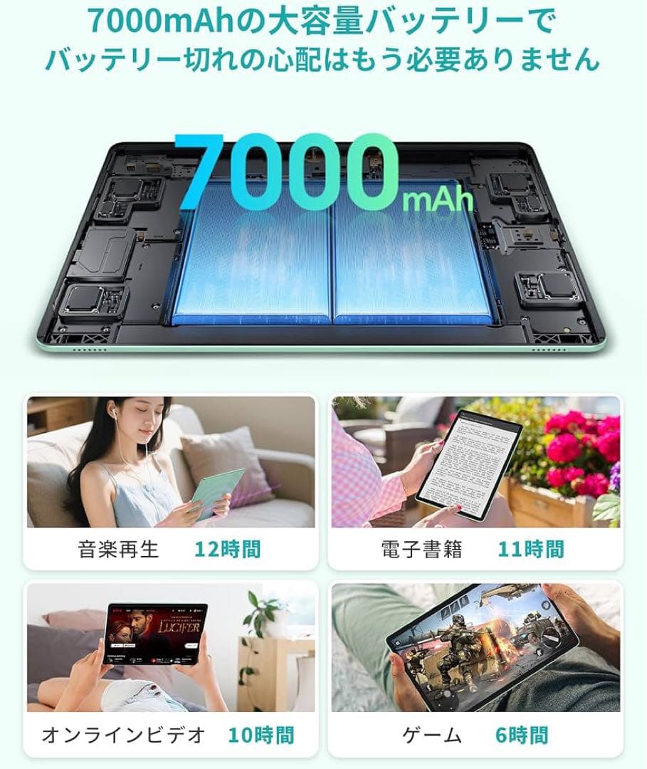 タブレット 11インチ Android14 12GB+128GB Type-C
