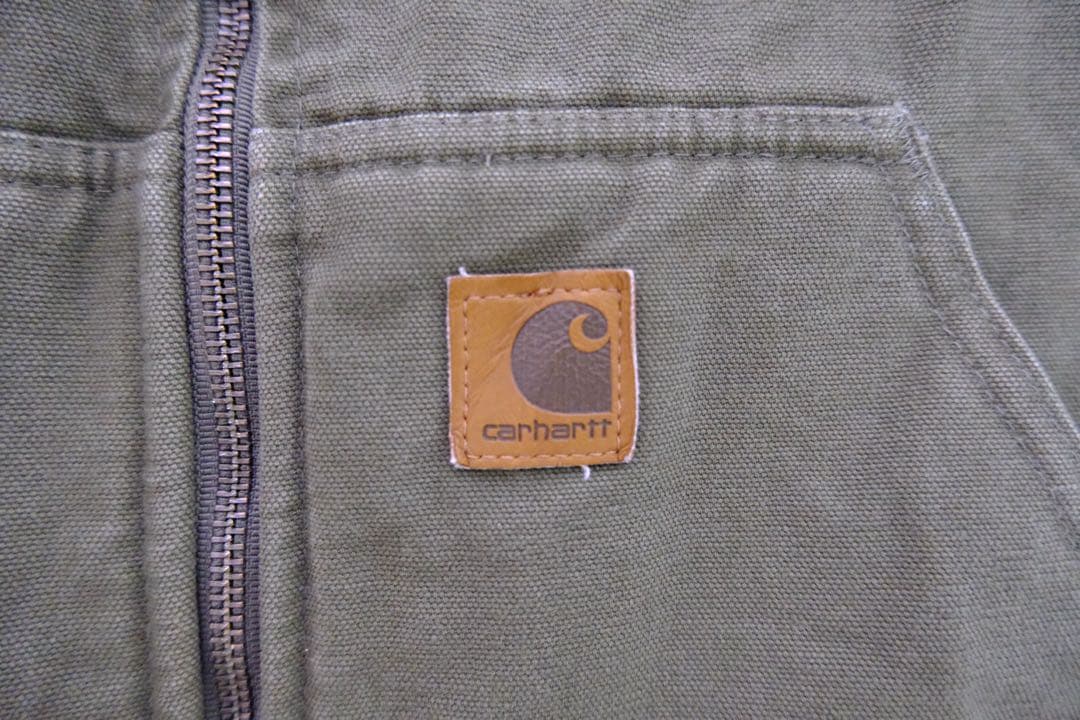 V26 LOV 刺繍 ダックベスト 裏ボア オリーブ カーハート ベスト