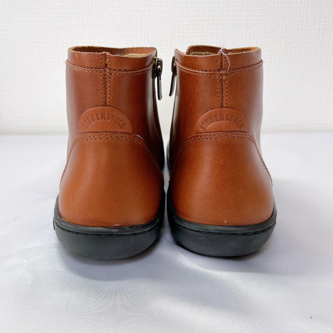 ビルケンシュトック ベニントン 38 ショートブーツ ブラウン サイドジップ本革