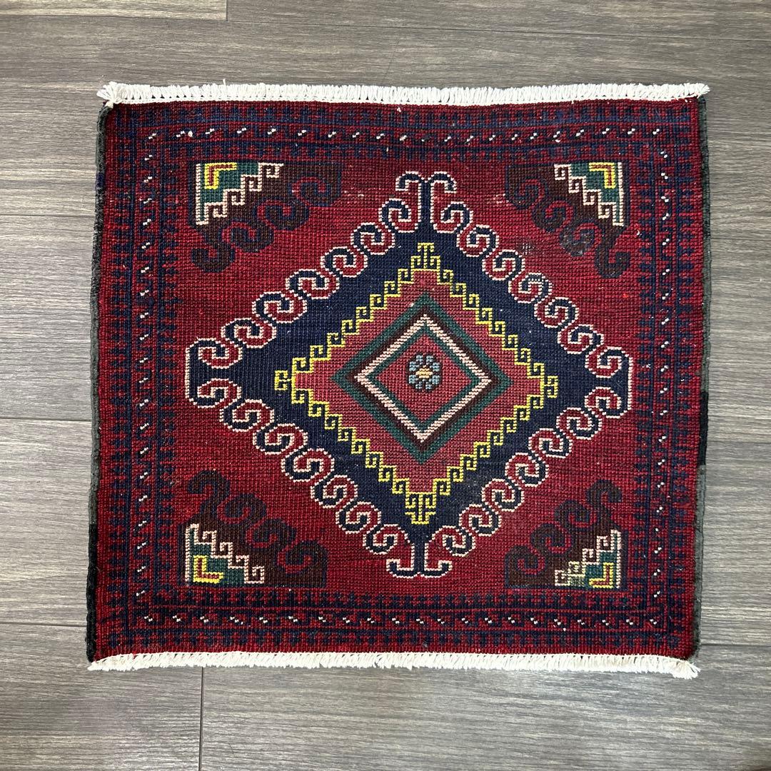 53x51cm トライバルラグ手織り絨毯ヴィンテージ ラグ❣️sale❣️