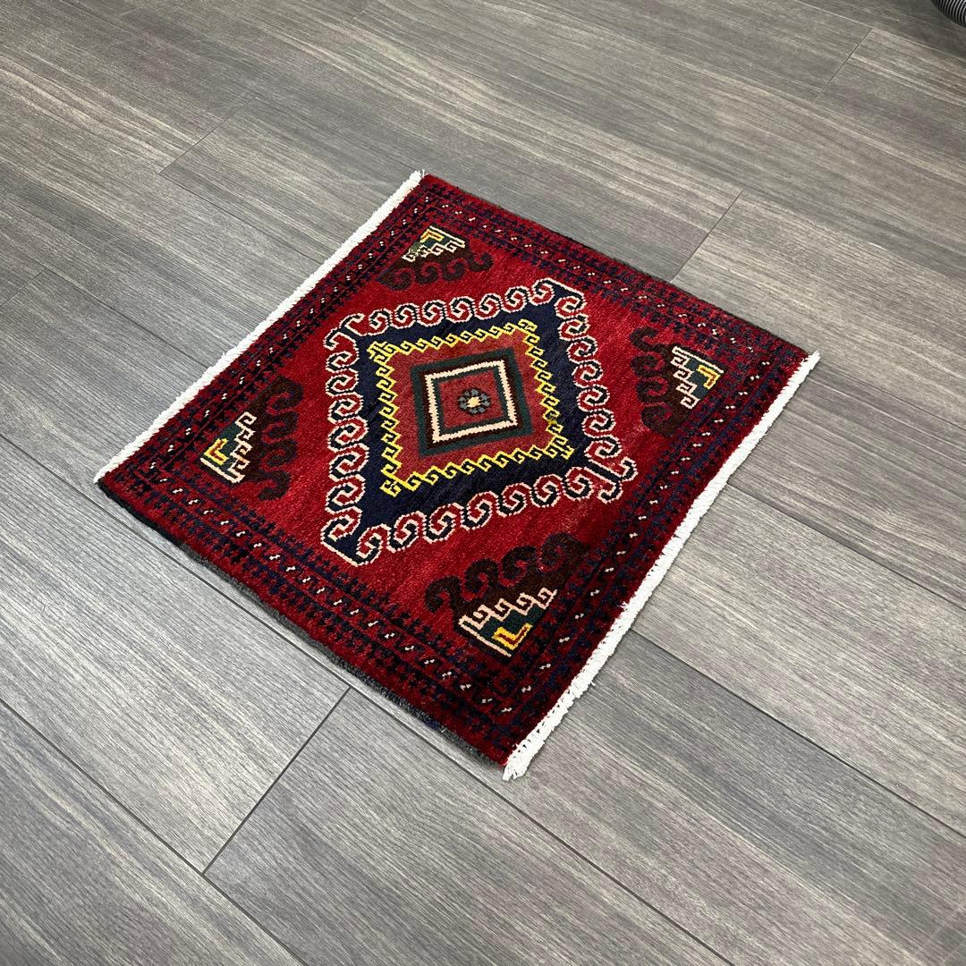 53x51cm トライバルラグ手織り絨毯ヴィンテージ ラグ❣️sale❣️