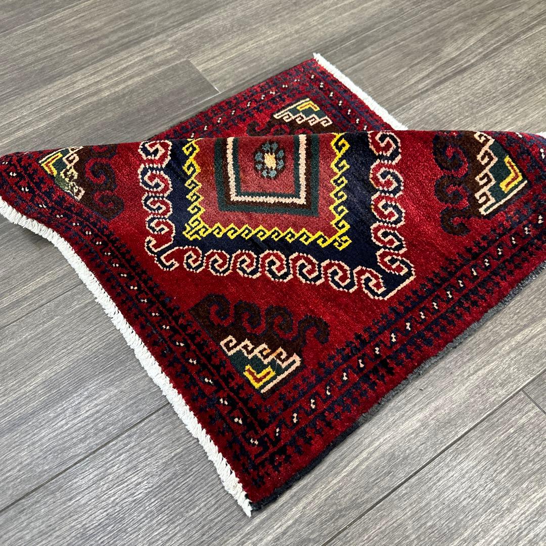 53x51cm トライバルラグ手織り絨毯ヴィンテージ ラグ❣️sale❣️