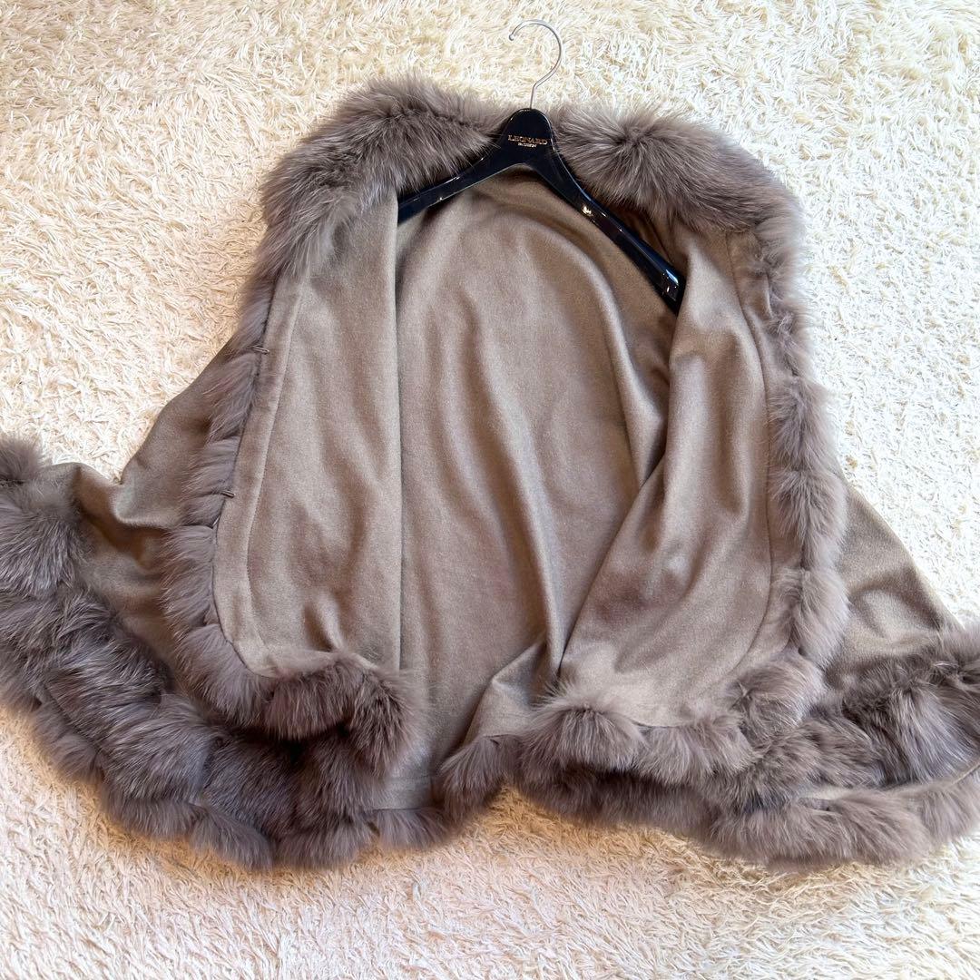 【極美品✨️】SAGAFURS カシミヤ 100% 本毛皮 フォックス ポンチョ