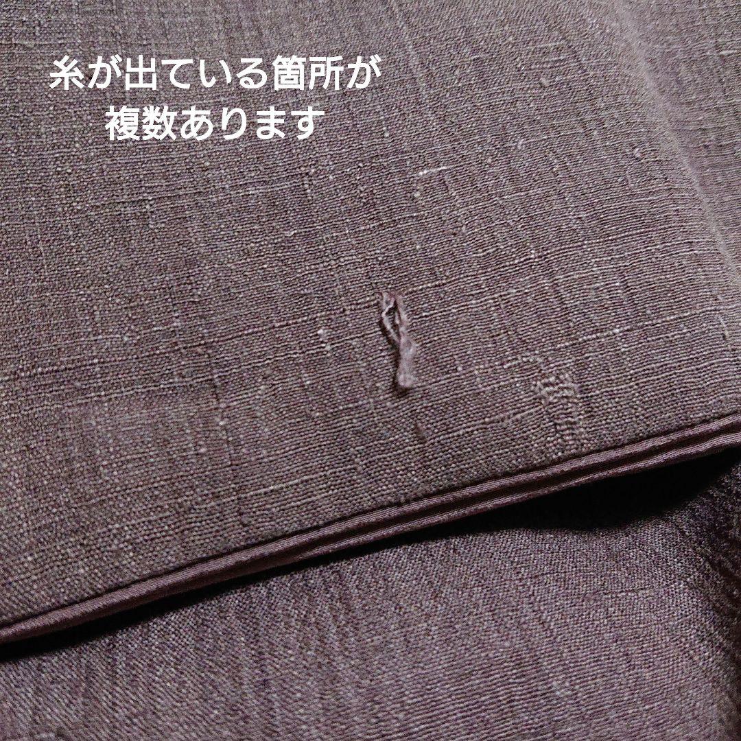 【本場結城縮】色無地 臙脂鼠 縮織