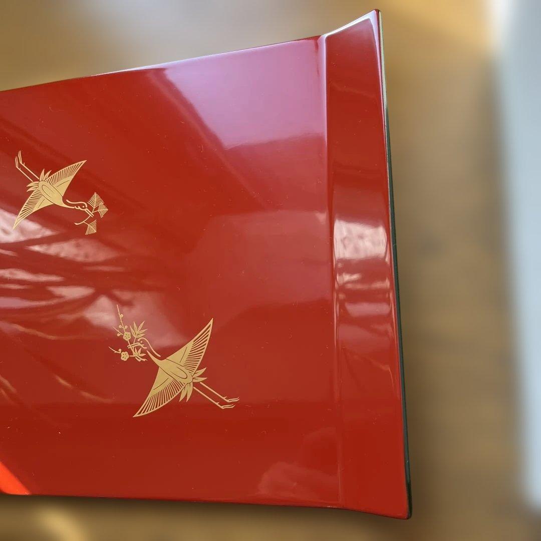 美品！象彦 松喰鶴 朱二方吹上盆