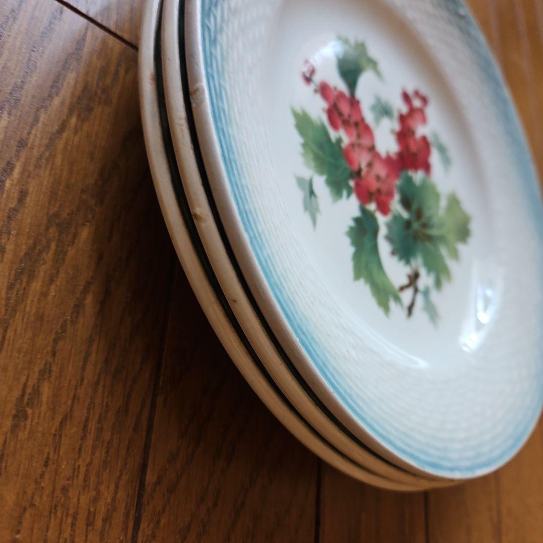 フルーツ柄デザートプレート3枚セット　サンタマン製　フランス蚤の市　美品