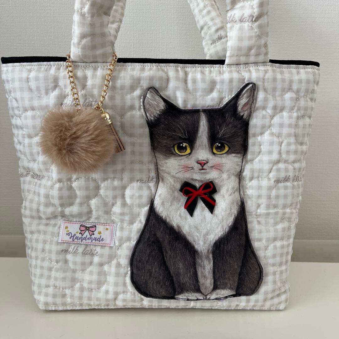 【ご確認中】黒猫コヤンイサムチョン　トートバッグ　　ハンドメイド