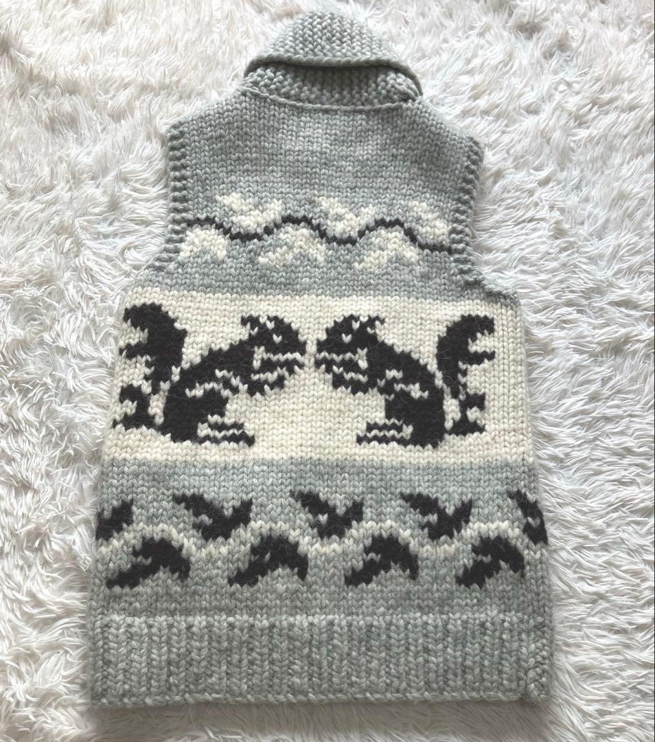 Kanata カナタ ニット ベスト カウチン ジップ リス 希少 カナダ製 S