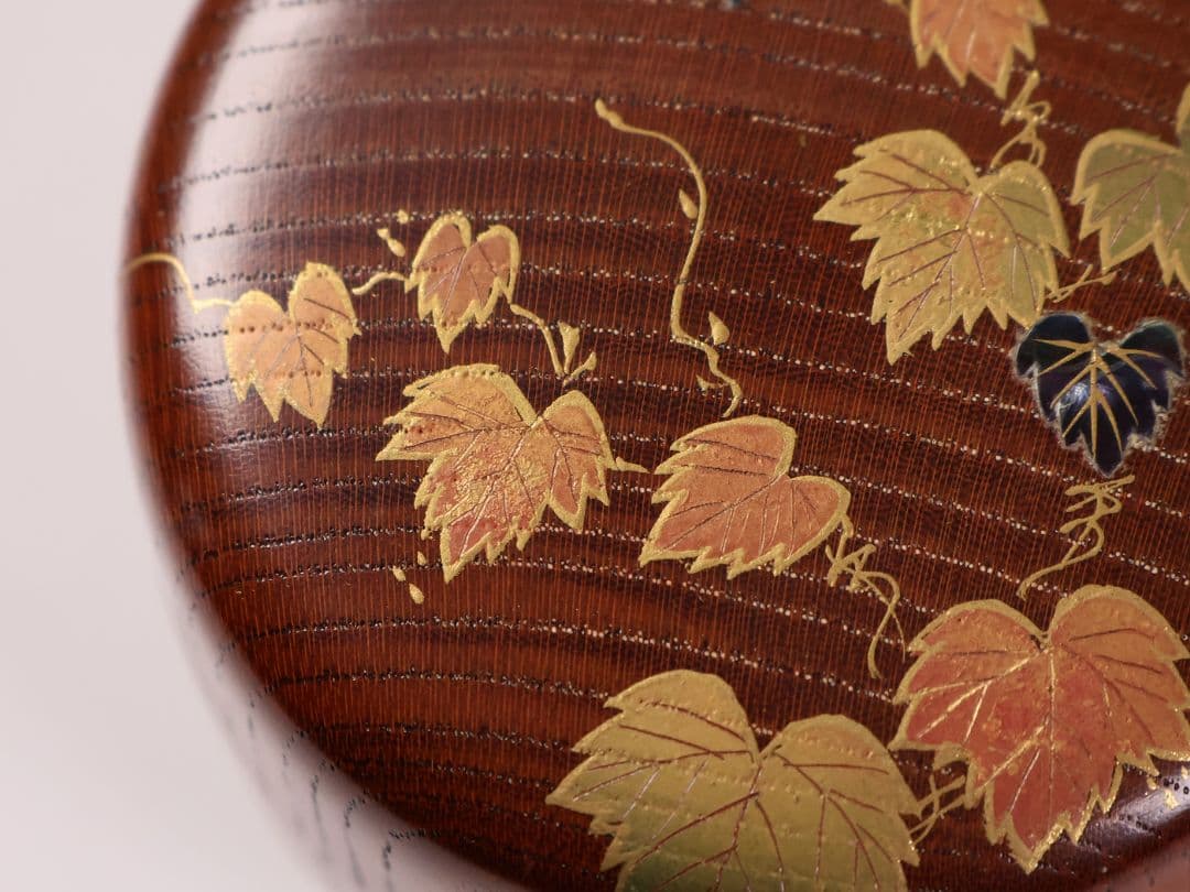 専用品 茶道具 中出松峰 欅拭漆 蔦蒔絵 中棗 共箱 木製 漆芸【MA907】