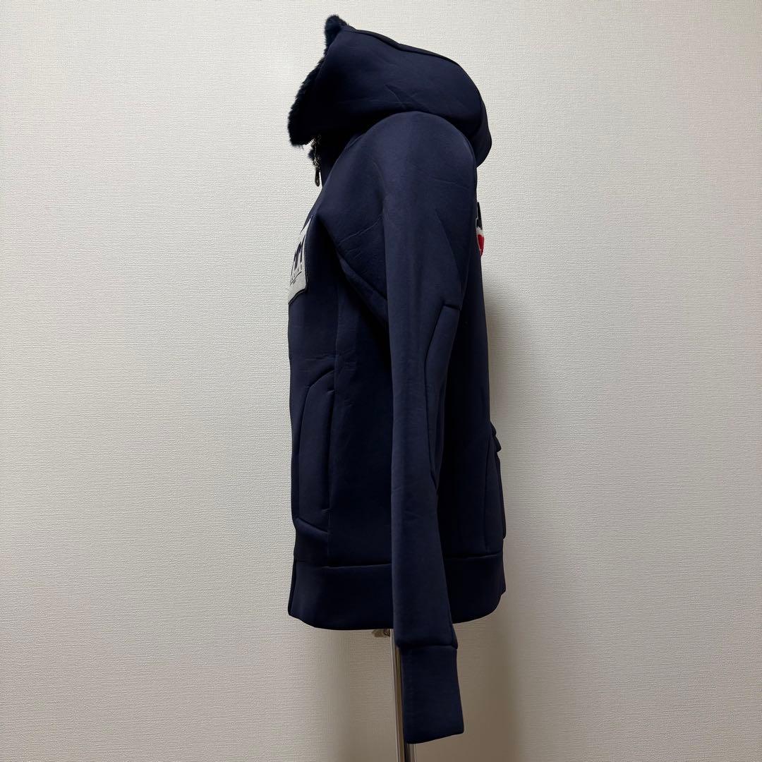 ムータマリン　ボンディングパーカー　ワッペン　2way　ファー　フード　紺　M