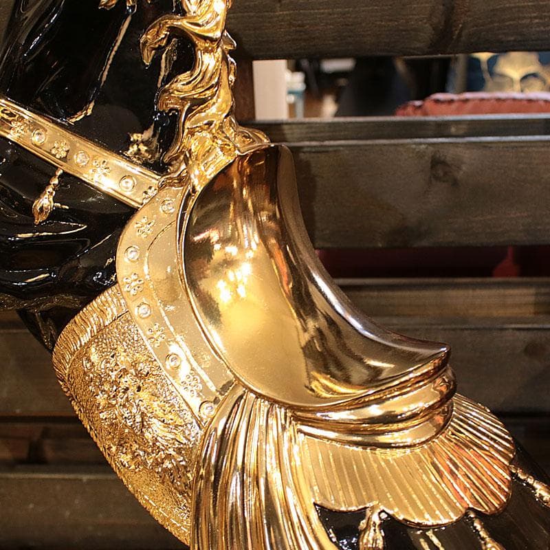 跳ね馬のオブジェ 黒馬 置物 風水 インテリア 113-301