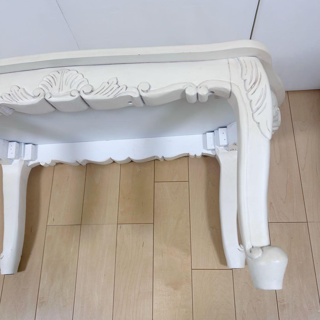 姫系 猫脚　ロココ調 センターテーブル　クリーム色　幅80cm ローテーブル