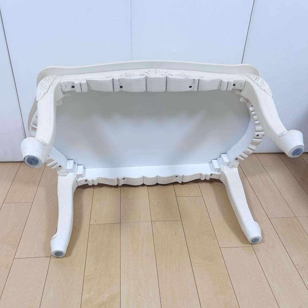 姫系 猫脚　ロココ調 センターテーブル　クリーム色　幅80cm ローテーブル